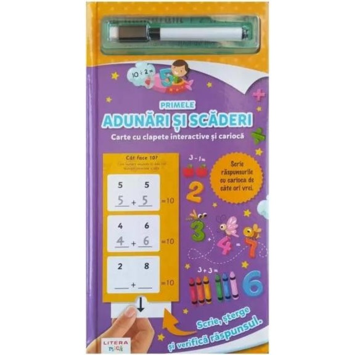 Primele adunari si scaderi. Carte cu clapete interactive si carioca