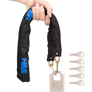 Lant antifurt H&S pentru bicicleta si motocicleta, din otel, acoperit cu manson textil, 6 mm x 1.2 m, lacat cu 5 chei, Negru