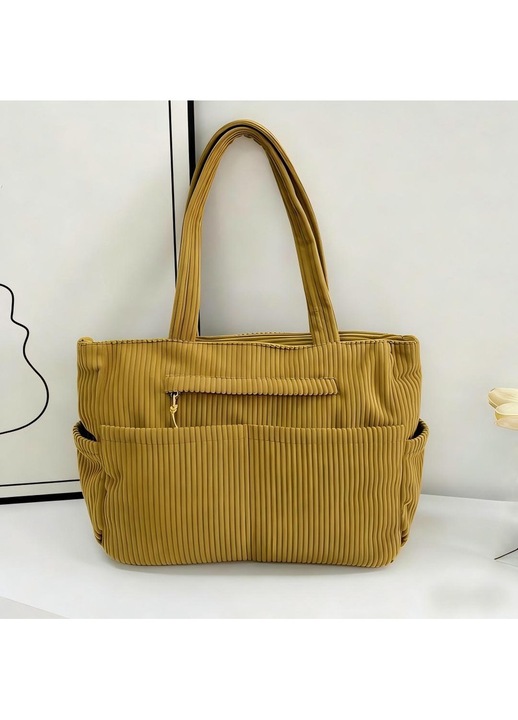 Geanta Tote Dama Retro Corduroy, Geanta dama cu bandoliera, Multi-buzunar, Capacitate Mare si Rezistenta, Gentusa Umeri, Adecvat pentru calatorii zilnice, calatorii si cadouri de sarbatori