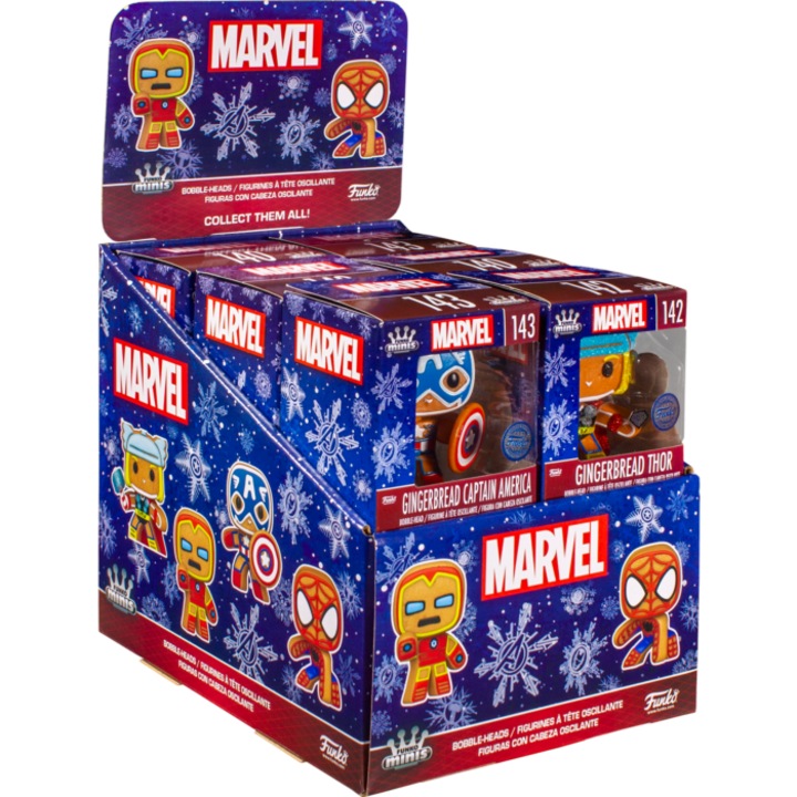 Фигурина Funko Minis Marvel Holiday Gingerbread GLOW, многоцветна, 8 см, комплект