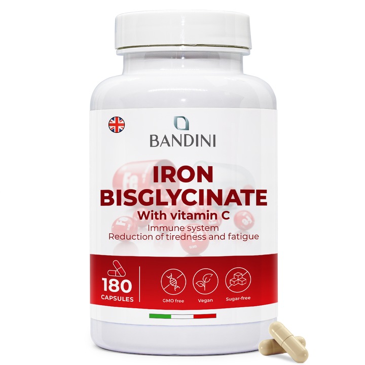 Kapszula vassal, Bandini, 80mg vas-biszglicinát vegán, természetes C-vitaminnal, 180 kapszula