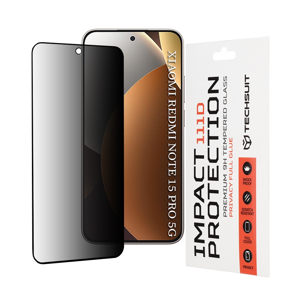 Folie pentru Xiaomi Redmi Note 15 Pro 5G - Techsuit 111D Privacy FullA Glue - Black