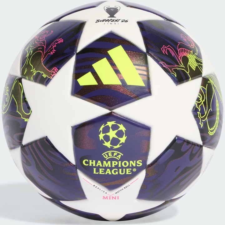 Minge fotbal mini Adidas Uefa Champions, marime 1, alb/mov