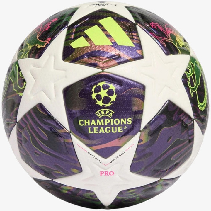 Minge oficiala fotbal Adidas Uefa Champions Pro, marime 5, alb/mov