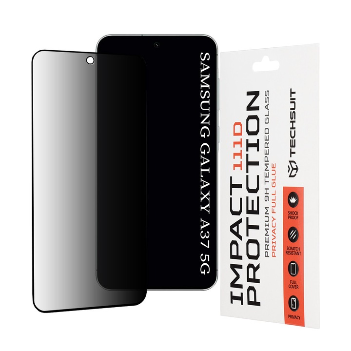 Folie sticla pentru Samsung Galaxy A37 5G, 111D Privacy Full Glue, Black