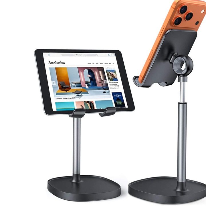 Suport Birou Lisen, Reglabil pe Înălțime, Stabil, Negru, 16.5x12x8cm