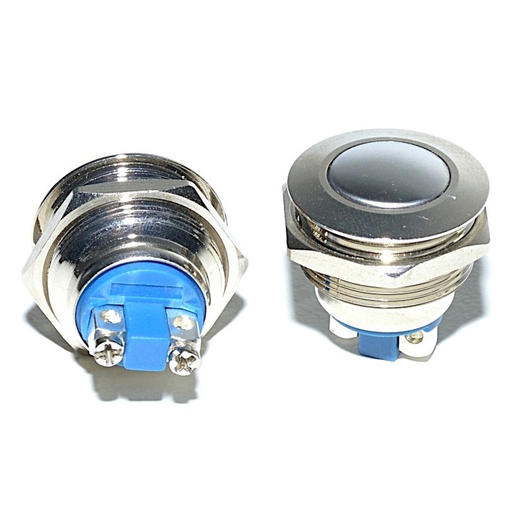 Intrerupator Push Metalic 19mm cu Revenire