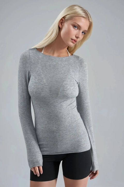 Bluza dama, Busem, Gri deschis, Jerseu