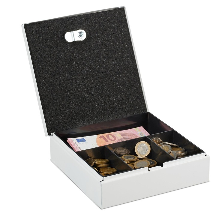 Casetă bani Relaxdays pentru monede și bancnote, 6x17x17.5 cm