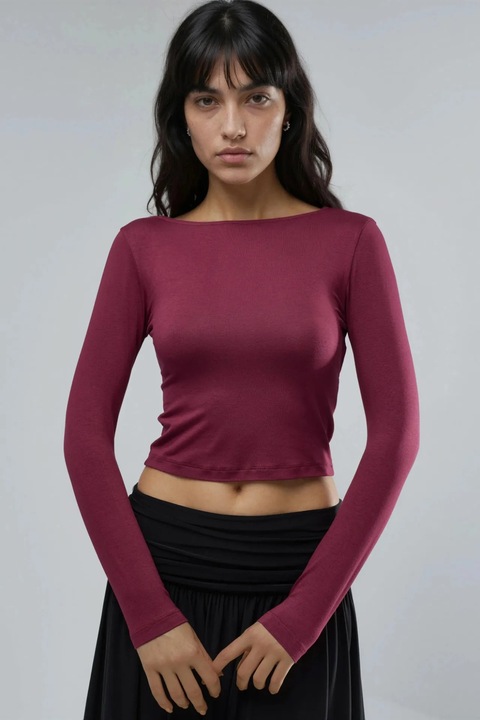 Bluza dama, Busem, Visiniu, Jerseu, Slim fit