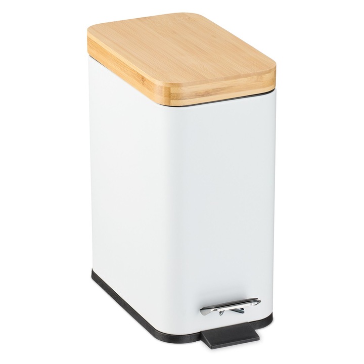 Cos de gunoi dreptunghiular, pentru baie, Relaxdays, alb, 5 l