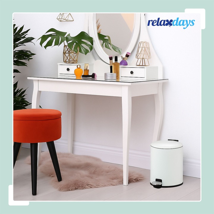 Cos de gunoi Relaxdays, alb, softclose, 3 l