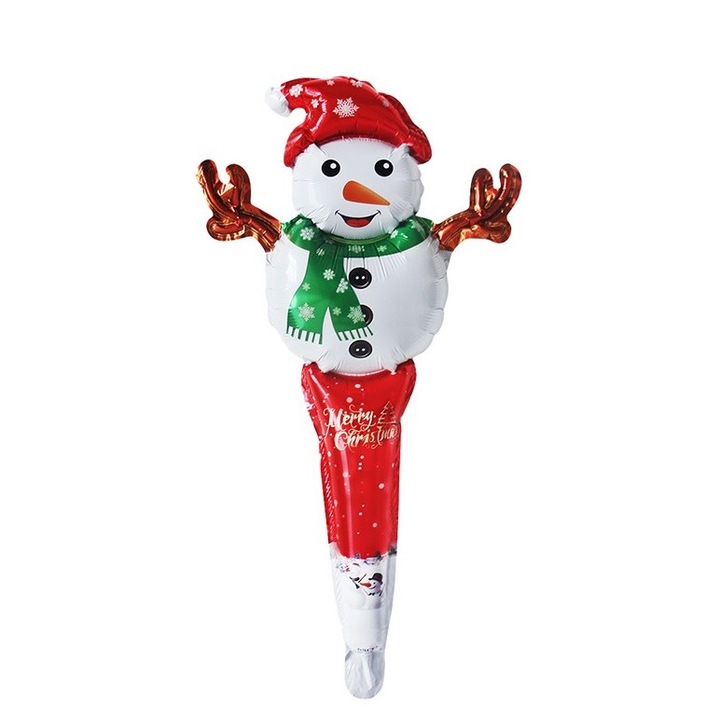 Balon Om de Zapada, Flippy, din Folie de Aluminiu, de Mana, Tema Craciun, 29.5x61.5cm, Multicolor