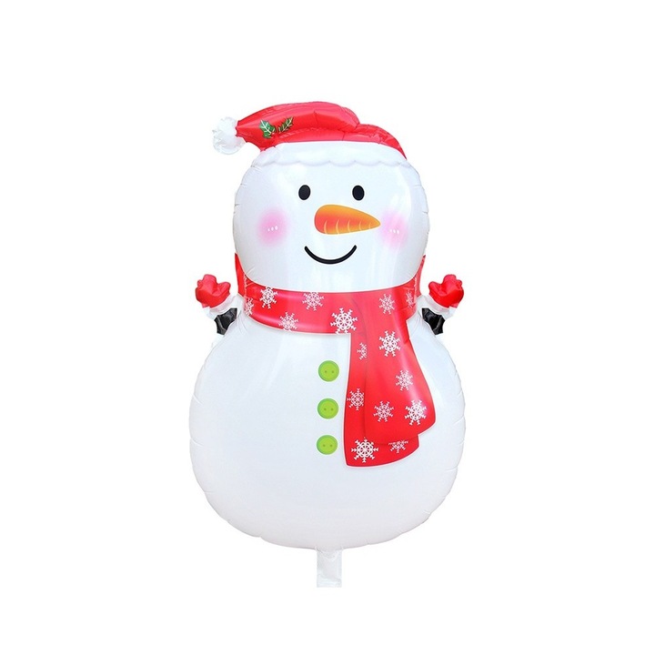 Balon Om de Zapada, Flippy, din Folie de Aluminiu, Tema Craciun, 65 x 43 cm, Alb/Rosu