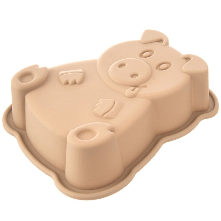Forma de copt din silicon, Artemis, forma porcusor 18x14,5x4,5cm, bej