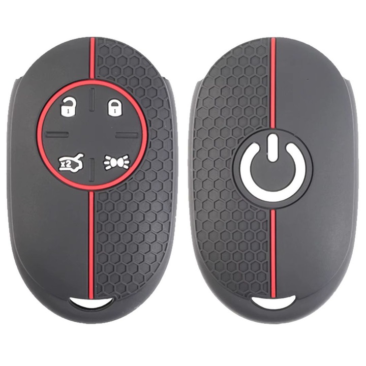 Husa cheie AUTOTOB®, din silicon, Fiat 500e, model sport, negru/rosu