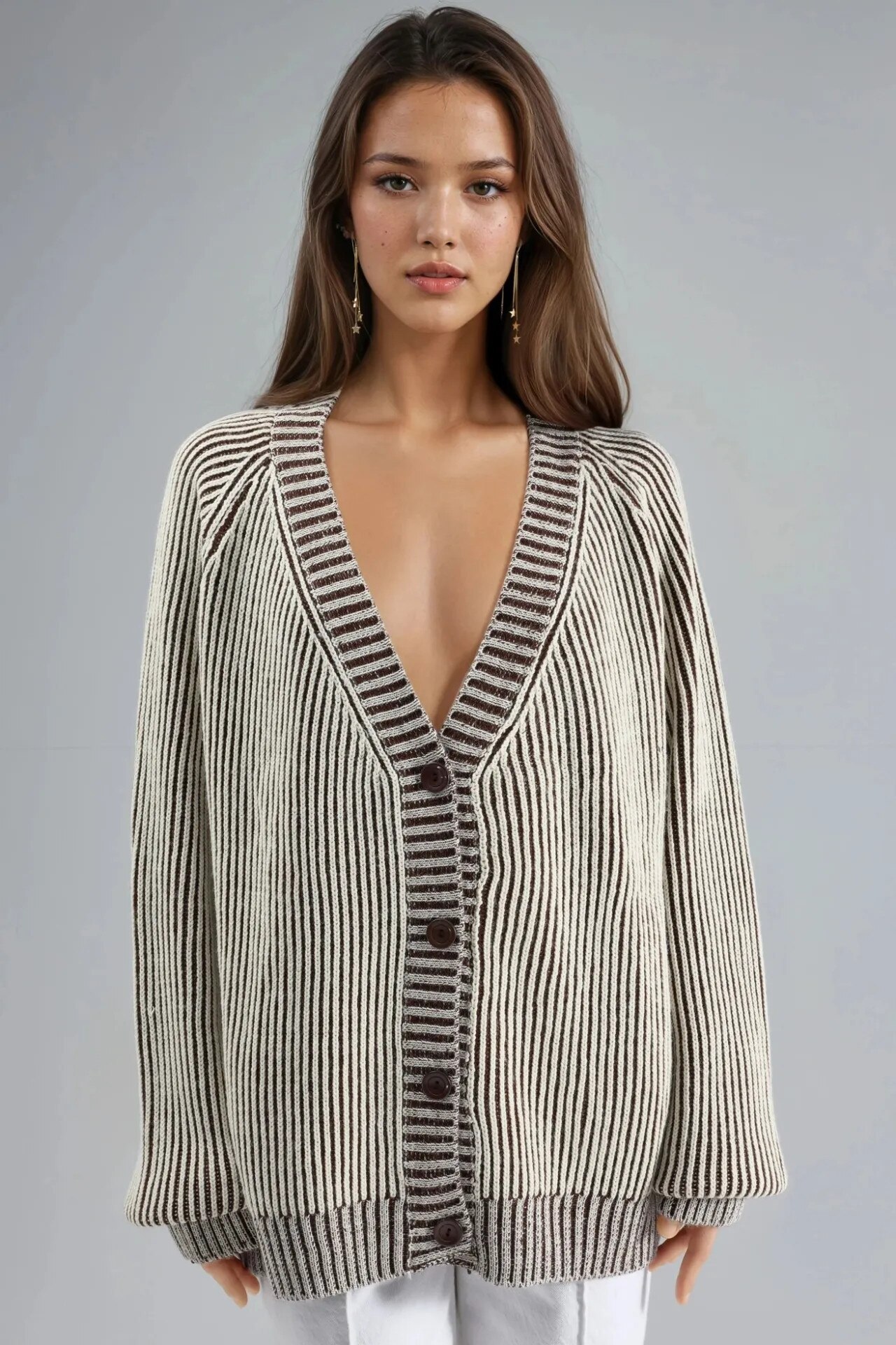 Cardigan tricotat supradimensionat MyFashion, imprimeu zebra