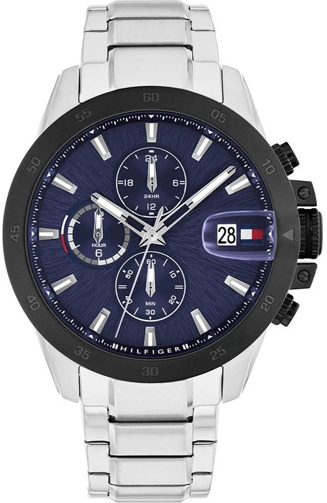 Ceas barbatesc Tommy Hilfiger Montelo 1792198, cronograf Dual Time, 43mm, bratara metalica antracit
