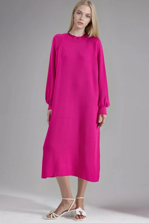 Rochie tricotata, MyFashion, lunga, lejera, roz magenta, tricot, One Size INTL