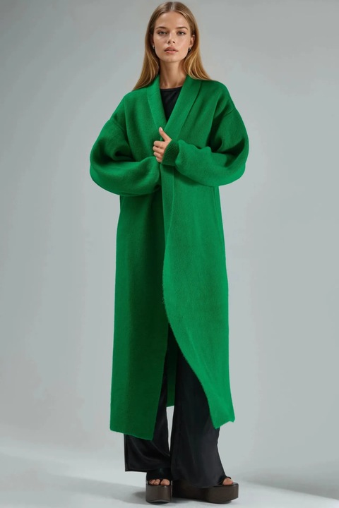 Cardigan lung dama, MyFashion, tricot, verde, One Size INTL