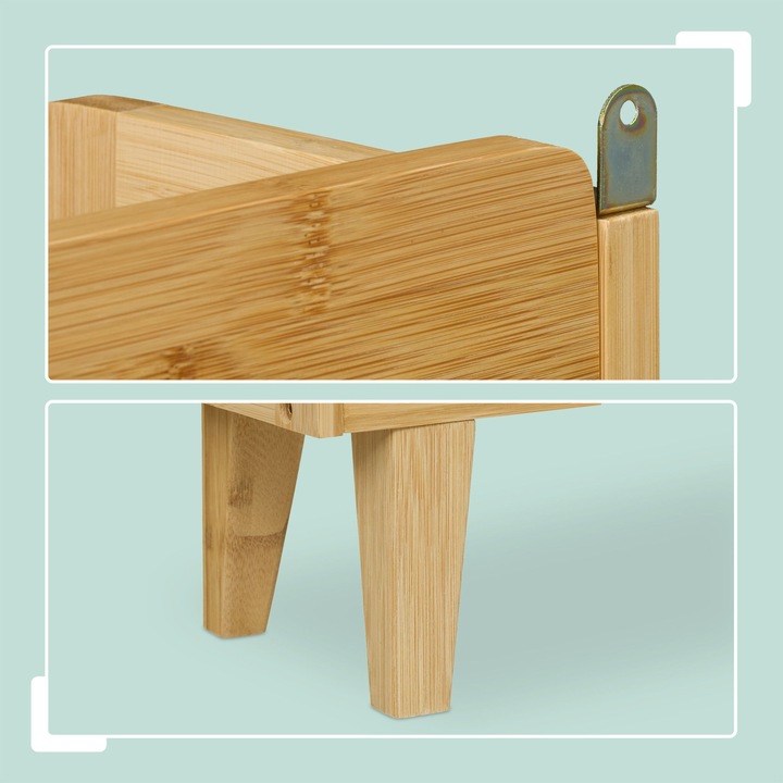 Pantofar Relaxdays, din bambus si MDF, cu 4 rafturi si 3 compartimente pentru pantofi, pentru 9 perechi