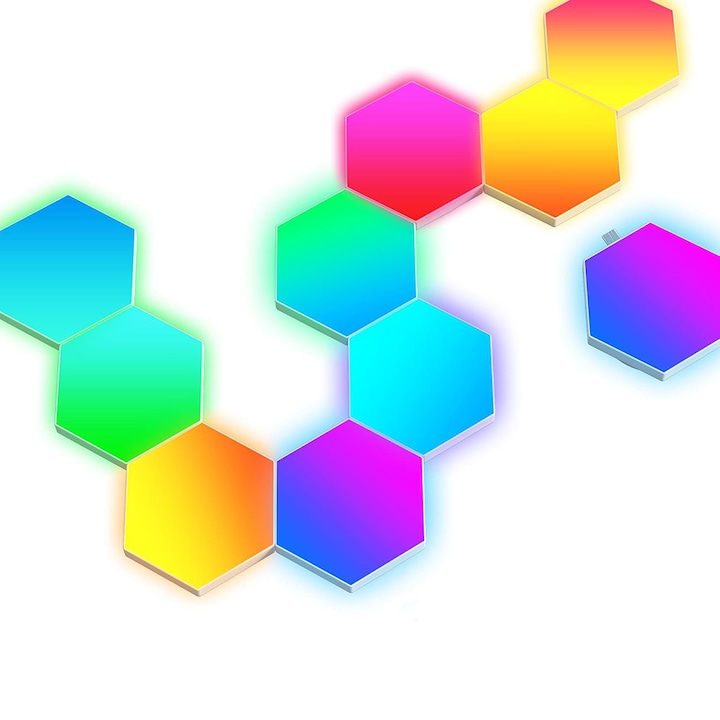 Set 10 benzi LED RGB cu sincronizare muzicala, 16 milioane de culori, control APP, pentru gaming si decor interior