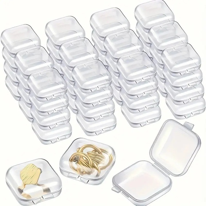 Set 5 cutii depozitare transparente 3.3x3.3cm