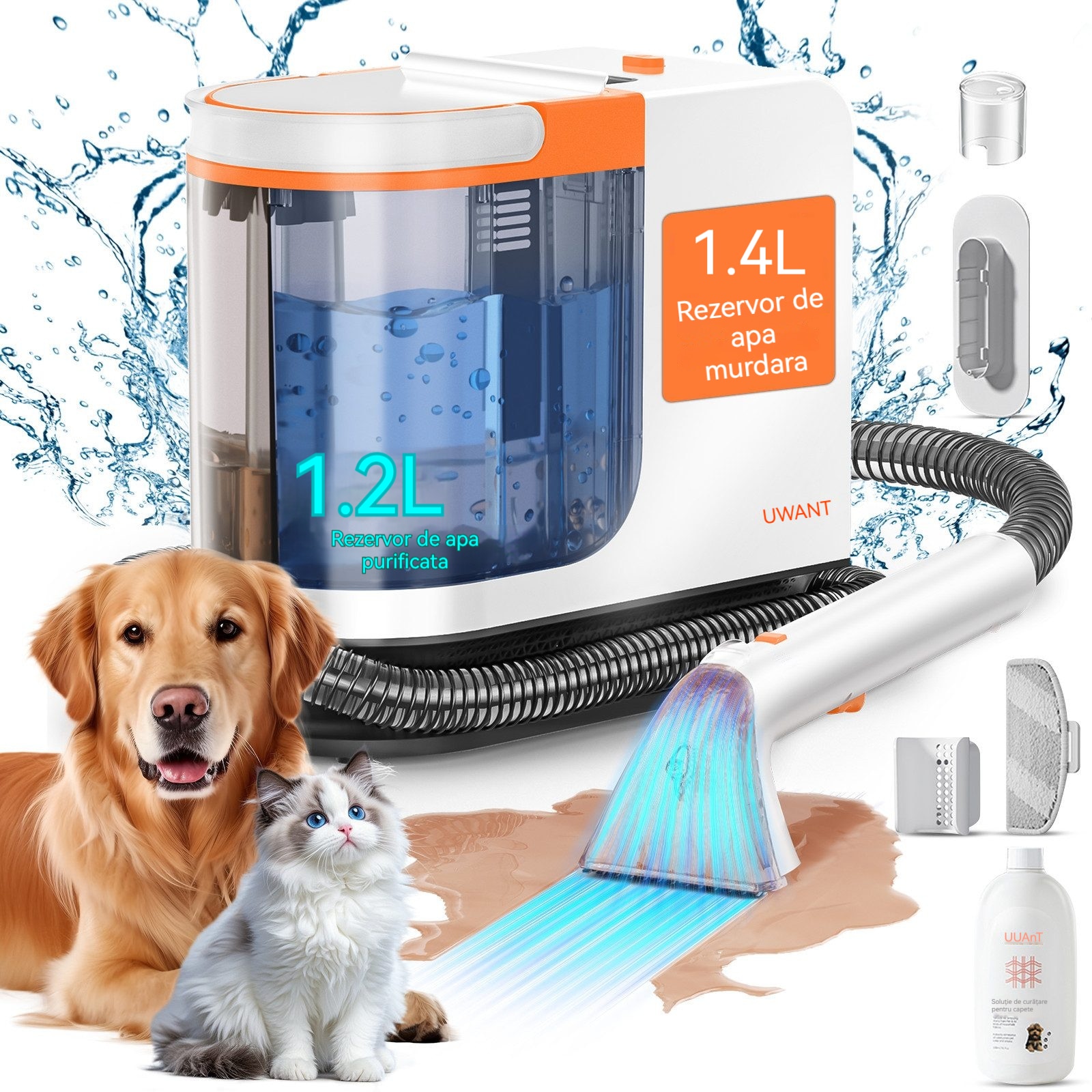 Aspirator Rolipo UWANT B300 PRO, 600W, 18kPa, functie autocuratare, alb
