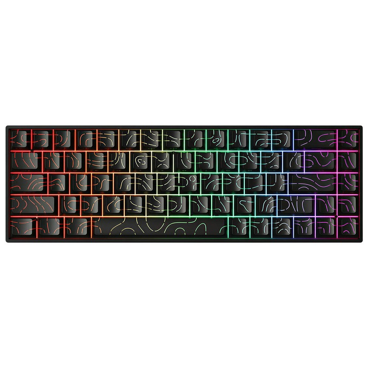 Tastatura mecanica gaming, eleBite, 60% layout, switch-uri rosii, iluminare RGB, negru, cablu USB Type-C