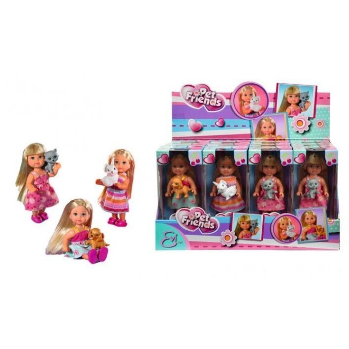 Papusa Evi cu animal de companie, set, Simba, multicolor, 30x10cm