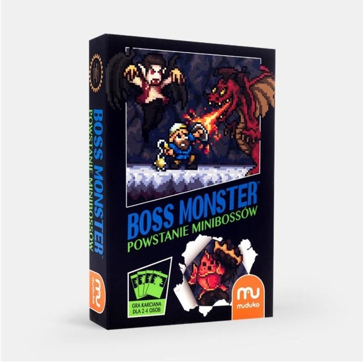 Boss Monster: Powstanie Minibossow, jocuri de societate, 12 carti boss, 82 carti camere, 2-4 jucatori, 13+ ani