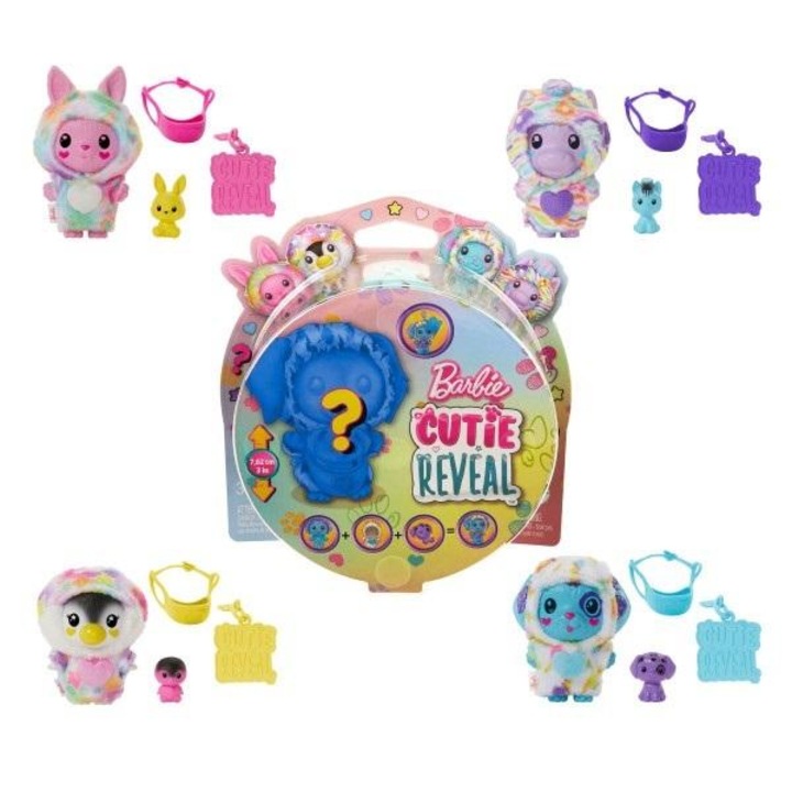 Set figurine Barbie Cutie Reveal, 5 surprize, animal in costum, multicolor, 7,5 cm