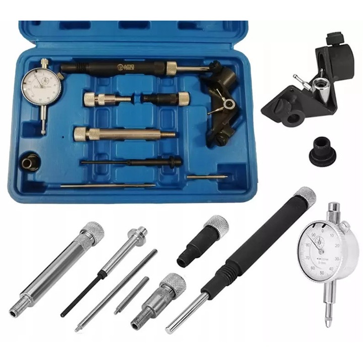 Instrument de reglare a pompei de injectie, AMD TOOLS, comparator 0-8mm, suport senzor, multicolor, set