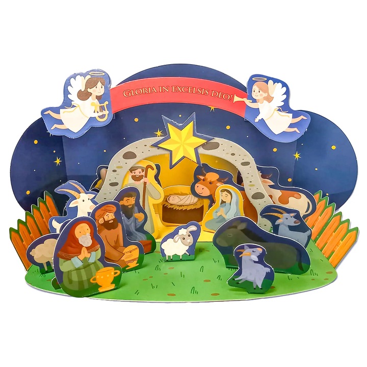 Figurina Craciun, QUO VADIS, iesle din hartie, ecologica, set de montaj, pentru copii