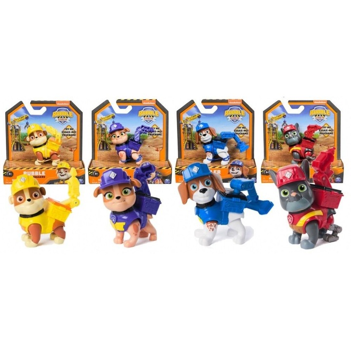 Figurine Rubble si Echipa, Spin Master, mix modele, instrumente functionale, multicolor, 10x15cm