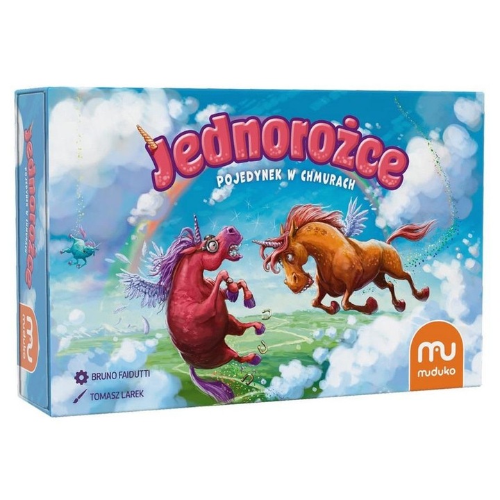 Társasjátékok, Muduko, Egyszarvúak. Párbaj a felhőkben, 4 tábla, 14 zseton, többszínű, 2 játékos
