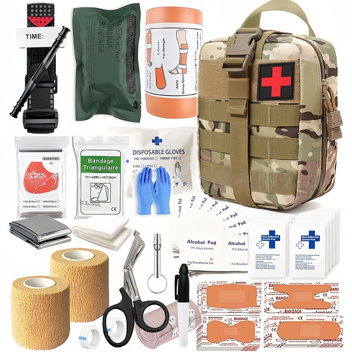 Kit de supravietuire 250 in 1, Seabeloom, echipament medical, nylon impermeabil, 20.5x15x13.5cm