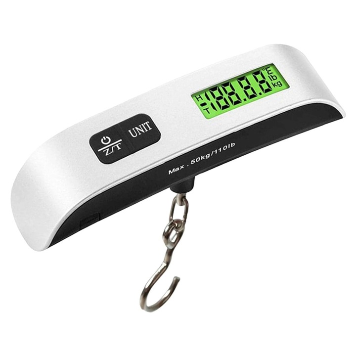 Cantar digital de calatorie, REALNE CENY, 50 kg, display LCD, argintiu, 130x29x32mm