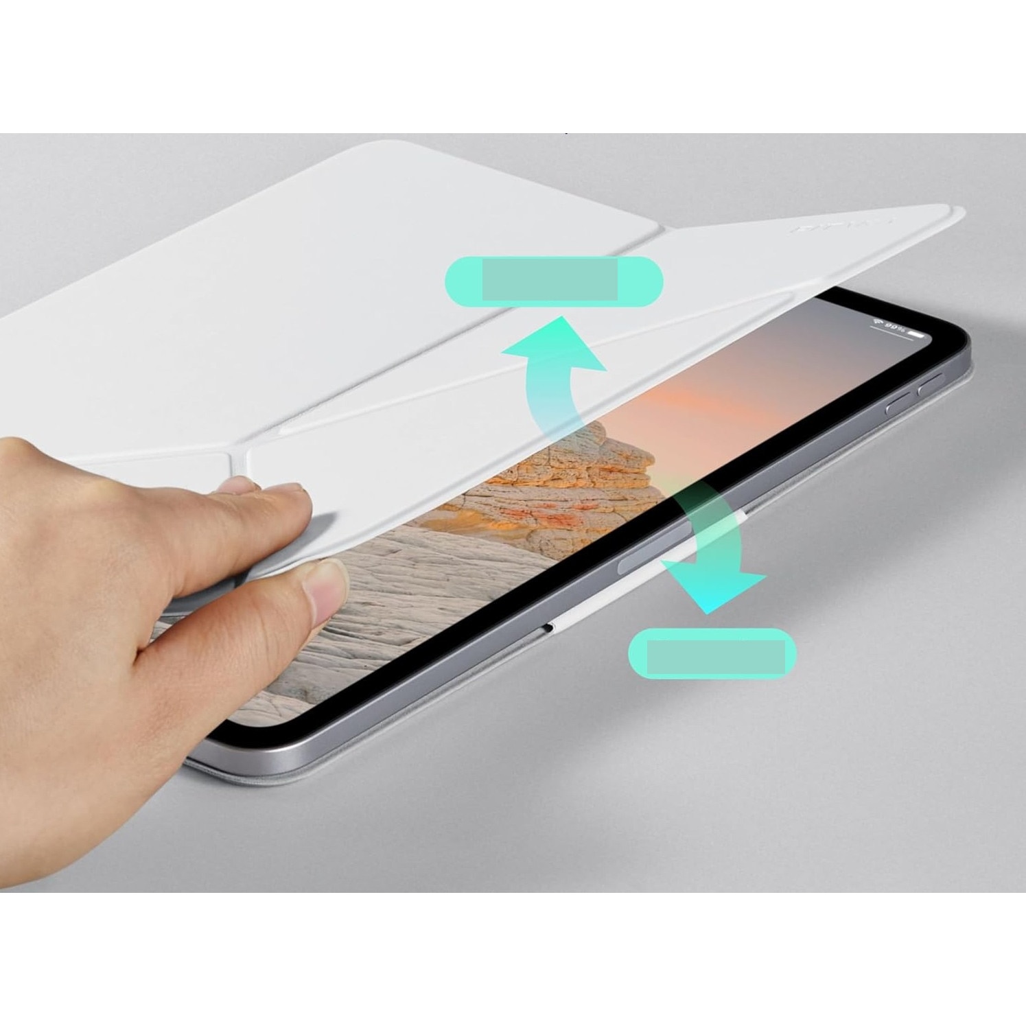 Etui protectie pentru iPad Pro 13 2024, PITAKA MagEZ Folio 2, alb, ultrausor, multiple unghiuri de vizionare