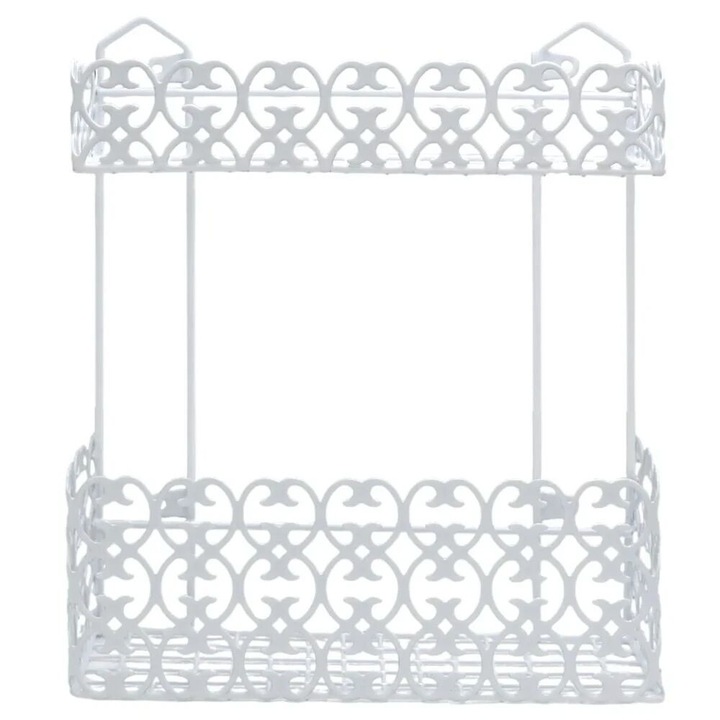 Etajera eleganta baie cu 2 polite, alba, 30x10x35 cm