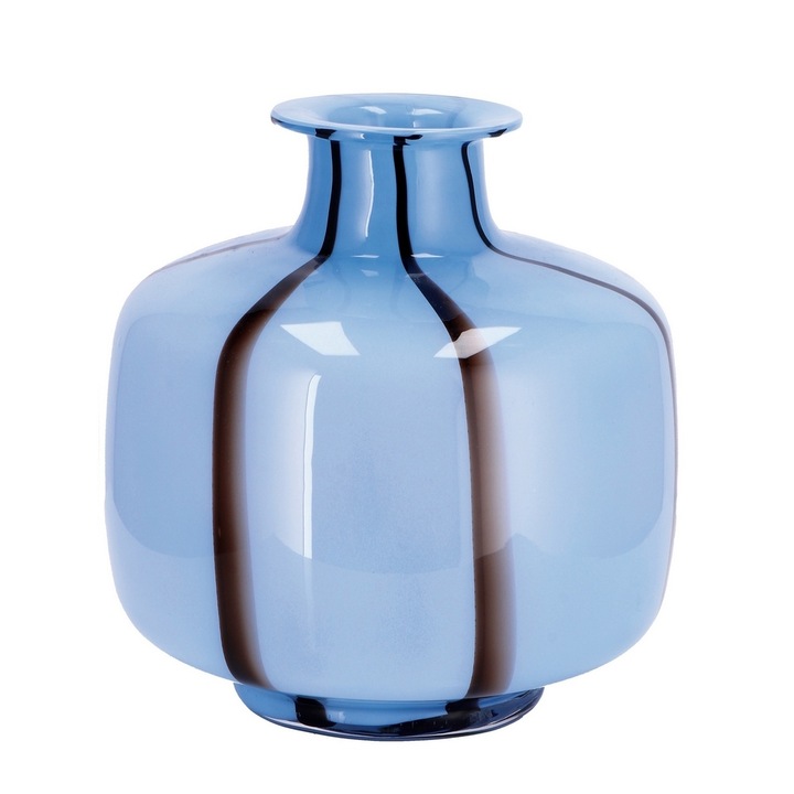 Vaza flori sticla albastra neagra 20 x 21 cm