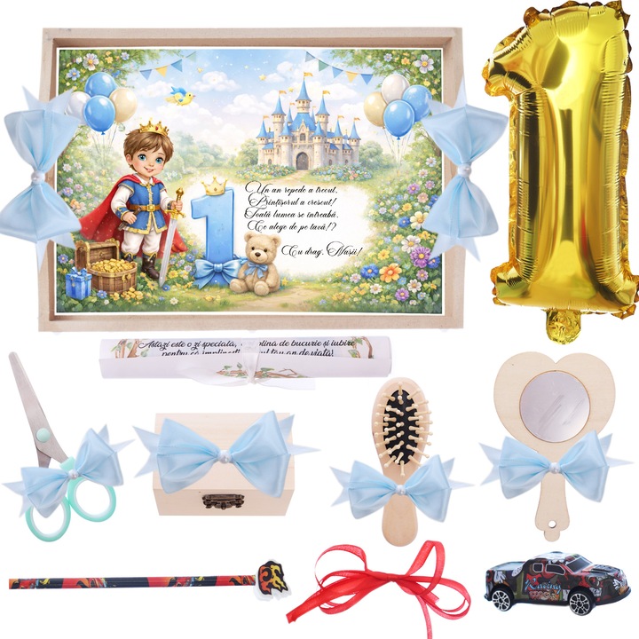 Set pentru mot, model Print, bleu, 10 piese, 35x20 cm, Recostore®, REC1967/371