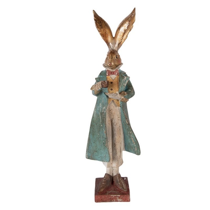 Többszínű húsvéti műgyanta nyuszi figura 14x12x47 cm