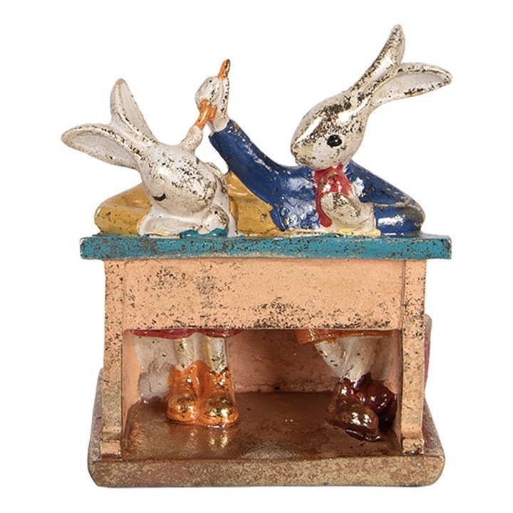 Figurina Iepurasi Paste polirasina multicolora 11x7x11 cm
