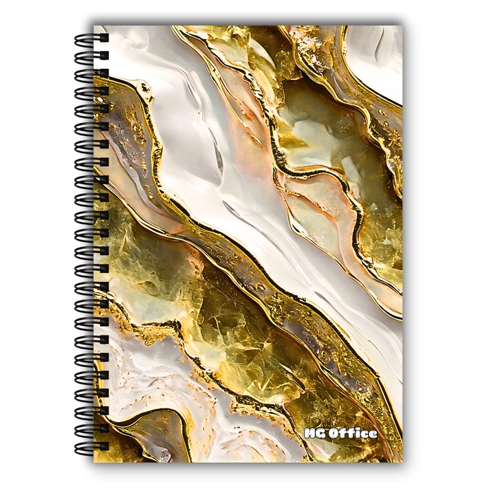 Caiet Dictando A5 80 File, MG Office, Caiete Notite cu Spirala Foi Liniate 80g/mp, Cosmic Amber Glossy Softcover