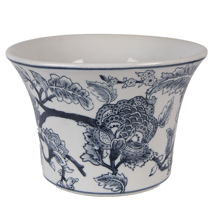Ghiveci flori ceramica alba albastra Ø 22x15 cm