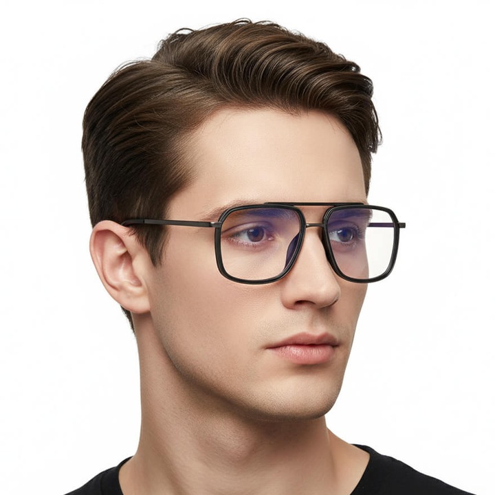 Ochelari de vedere unisex, Stylion, model 25120D, grafit-cernat, cu filtru de lumina albastra, set complet cu etui si accesorii