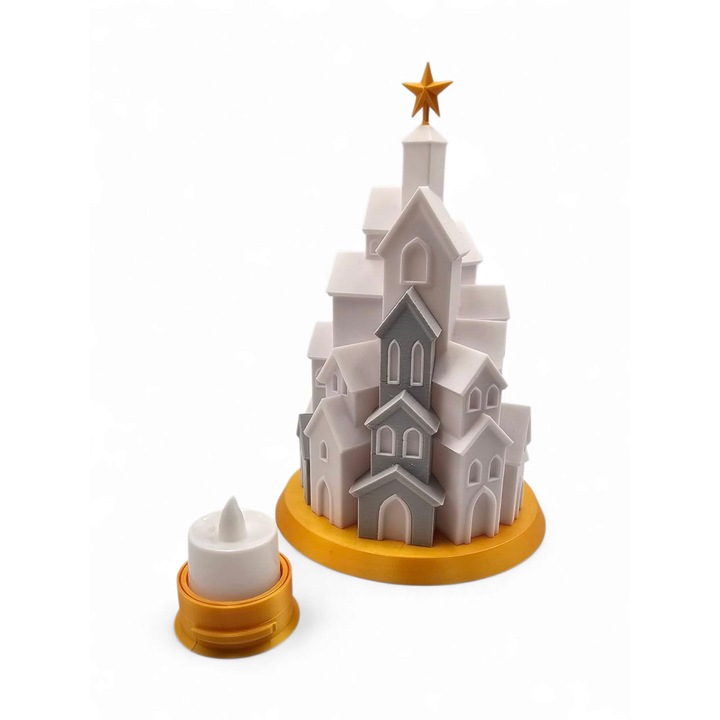 Lampion decorativ LED, MoranQ, 21x14cm, alb, gri, auriu