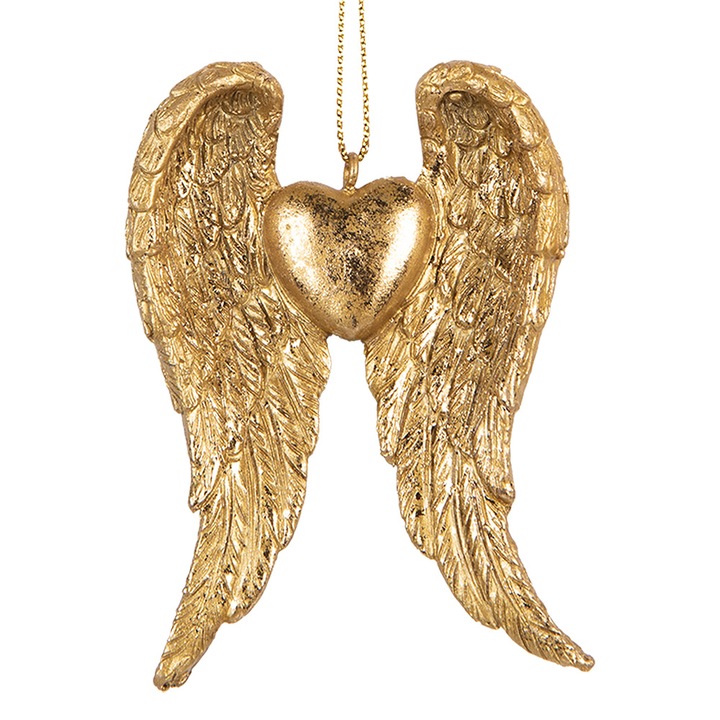 Коледна украса за елха, полирезин, златиста, 6x2x9 см