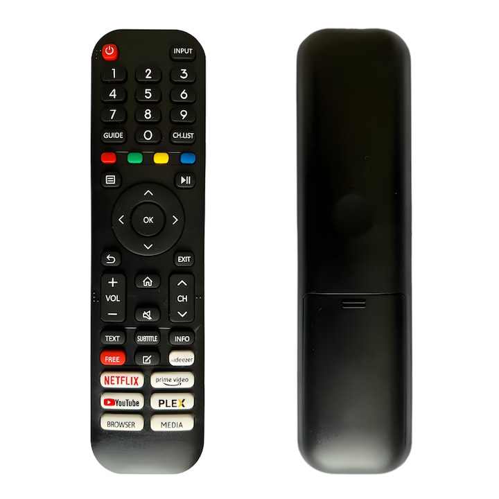 Telecomanda TV Universala compatibila cu Smart TV LED, LCD Nei, Schneider, Tesla, Diamant, Horizon, Allview, Vision Touch, Vortex, Configurare automata, Buton dedicat Netflix, YouTube, Baterii 2xAAA